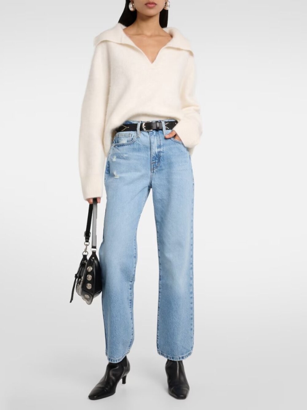 Frame Le Jane Ankle Baines Wash Straight Leg Jeans - Sz 34